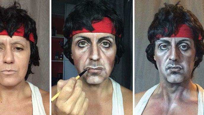 Maskérka se umí přeměnit v boxera Rockyho před zápasem ... Maskérka se umí přeměnit v boxera Rockyho před zápasem ...