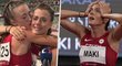 Kristiina Mäki zbořila český mílařský rekord a probojovala se do olympijského finále. S upřímnou gratulací přispěchala její parťačka a kamarádka Diana Mezuliáníková.