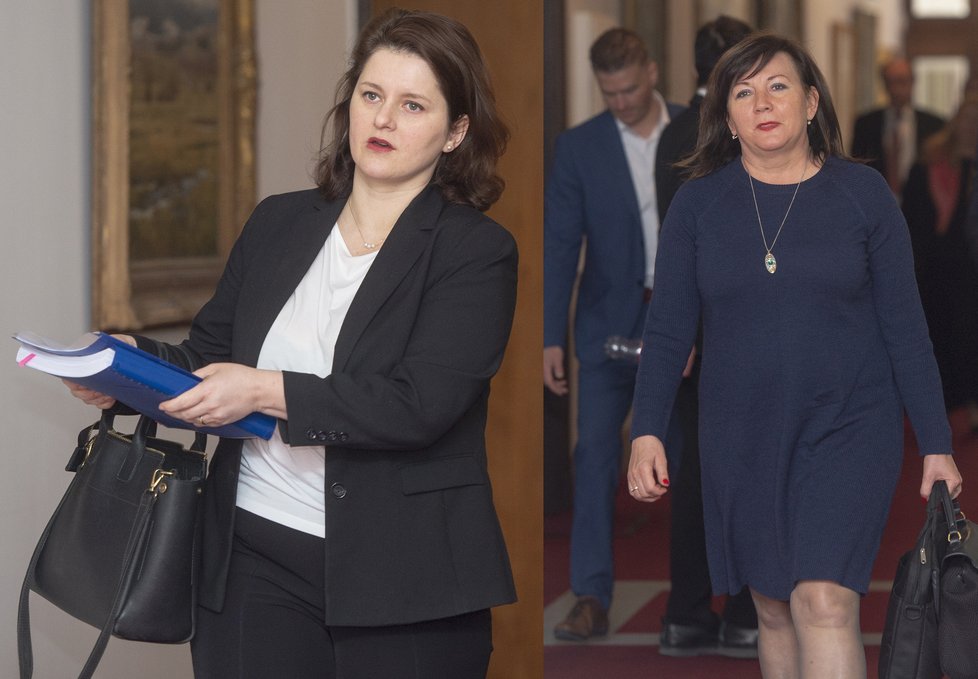 Ministryně Jana Maláčová (ČSSD) a vicepremiérka Alena Schillerová (za ANO)