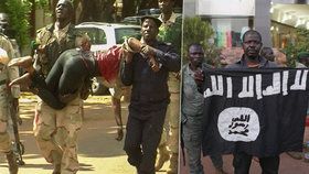 Teroristický útok v Mali. Cílem džihádistů se stal hotel Radisson Blu. Vpravo jejich vlajka.