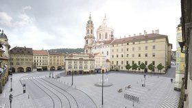 Vítězný návrh na revitalizaci Malostranského náměstí. Vyhrál Ateliér Hájek, Václav Hájek, Petr Horský.
