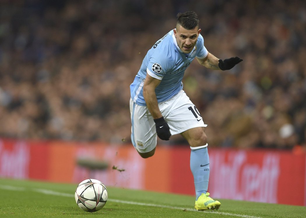 Útočník Manchesteru City Sergio Agüero v akci