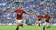 Útočník Manchesteru United Zlatan Ibrahimovic slaví gól proti Leicesteru