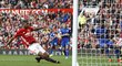 Útočník Manchesteru United Marcus Rashford dává gól Leicesteru