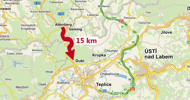 Z Altenbergu do Dubí je to 15 kilometrů