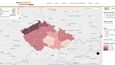 Mapa exekucí zpracovaná nevládní neziskovou organizací Otevřená společnost. Data jsou za rok 2017.