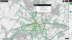 Aplikace zobrazí mapu intenzity dopravy v Plzni.