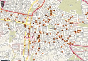 Mapa služeb v rámci interaktivní aplikace Prahy 2