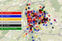 Pocitová mapa Prahy 12: Občané do ní zanesli, kde se bojí nebo kde je nepořádek