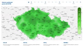 Mapa pokrytí Česka internetem