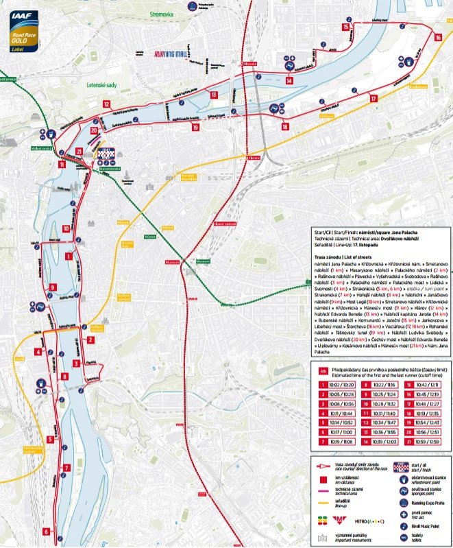 Trasa aprílového půlmaratonu v Praze