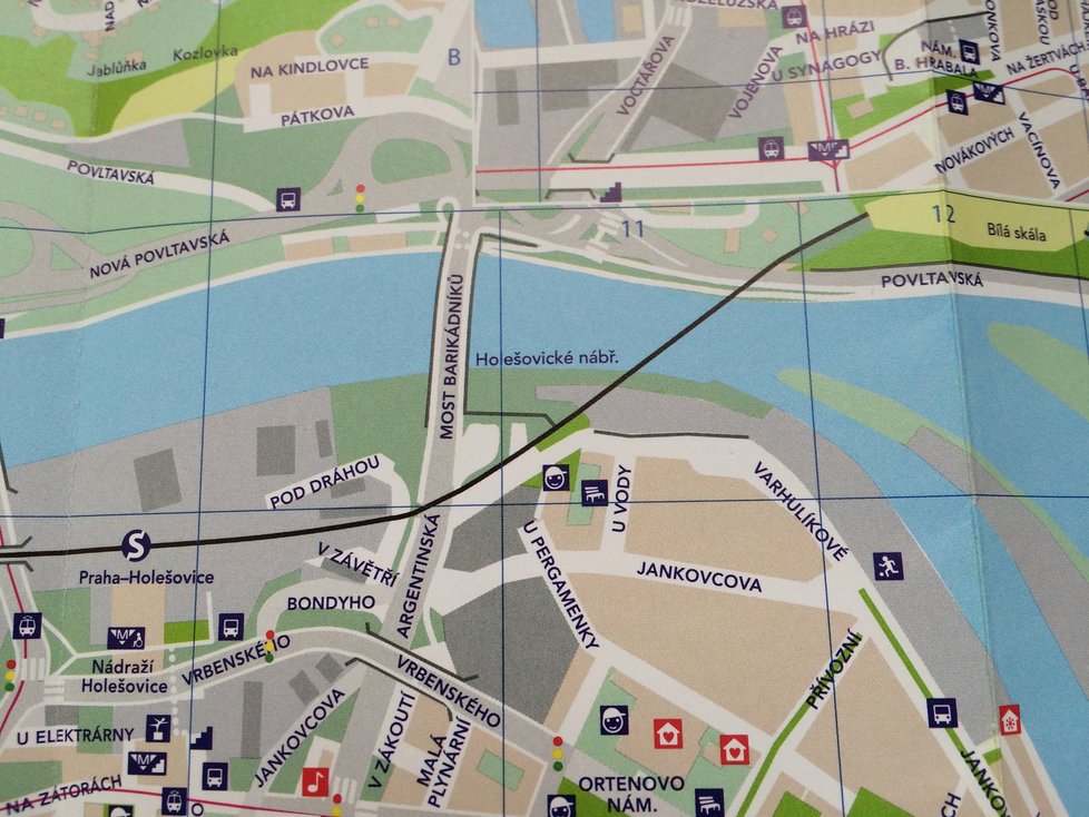 Pěší mapa Prahy v oblasti Argentinské směrem ven z metropole