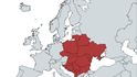 Mapa zemí v Evropě, kde se používá slovo ku*va