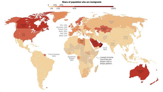 Procento obyvatel - imigrantů