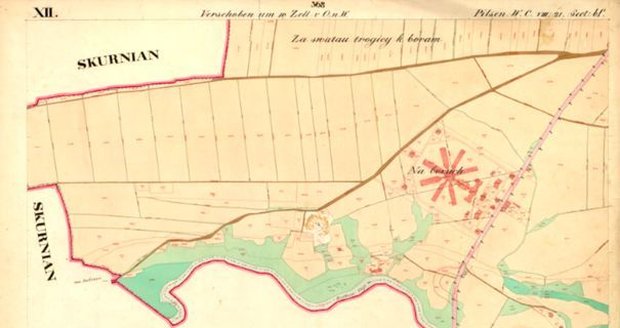 Originální historická mapa z roku 1830 před zpracováním novou technologií.