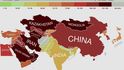 Mapy nejtoxičtějších zemí světa - Asie a Střední východ.