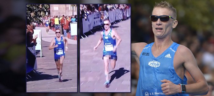 Slovenskému maratonci Jozefu Urbanovi se stala v Košicích nepříjemnost. Z trenek mu vykoukl penis!