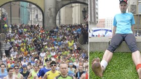 René Kujan (40) zaběhl 16. pražský půlmaraton bos.