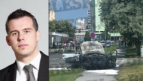Marek rakovský zemřel za volantem svého vozu. Není jasné, proč vůz vybuchl a začal hořet