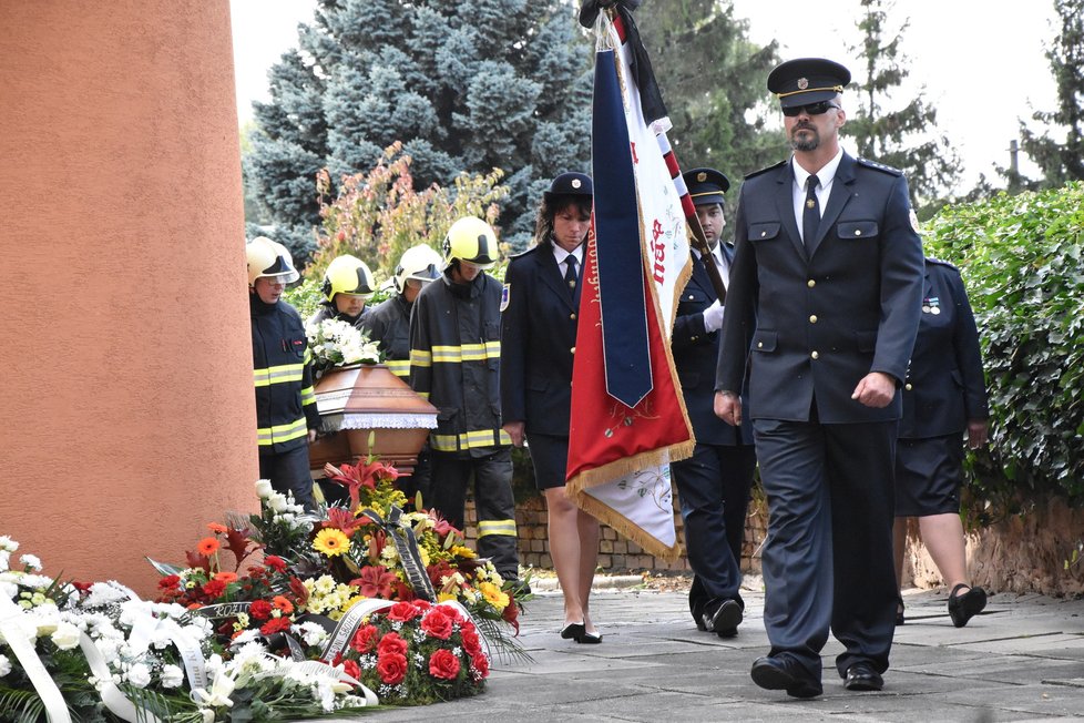 Pohřeb tragicky zemřelého dobrovolného hasiče Marka Vrby v Koryčanech.