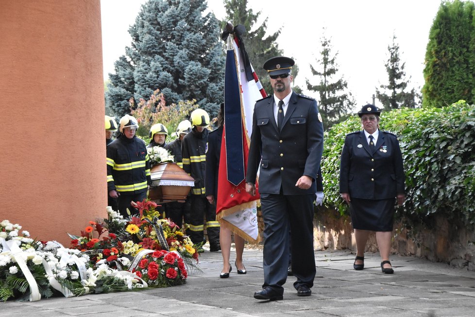 Pohřeb tragicky zemřelého dobrovolného hasiče Marka Vrby v Koryčanech.