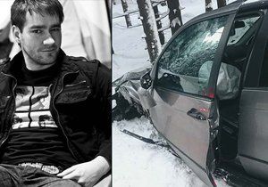 Zpěvák Marek Ztracený boural na sněhu: Jeho vůz je na šrot.