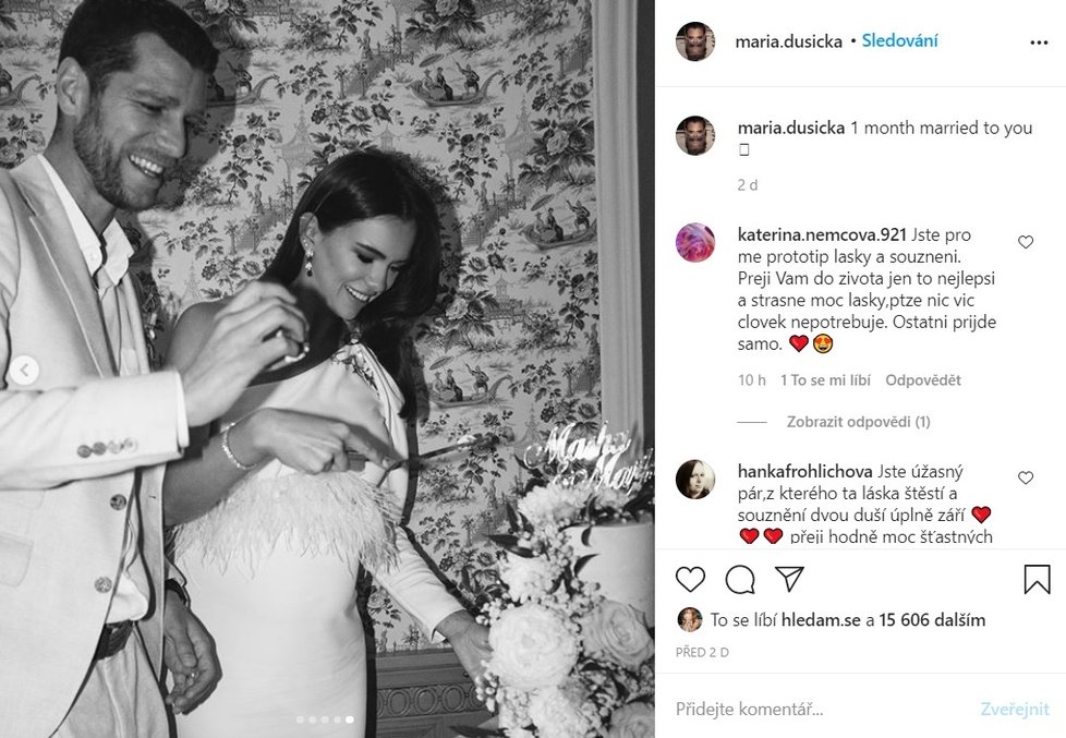 Maria Dušička, manželka Majka Spirita, zveřejnila nové fotografie z jejich tajné veselky.