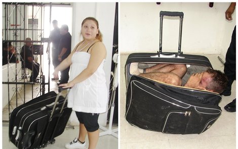 Místo prádla byl v zavazadle vězeň Juan. Maria s kufrem.