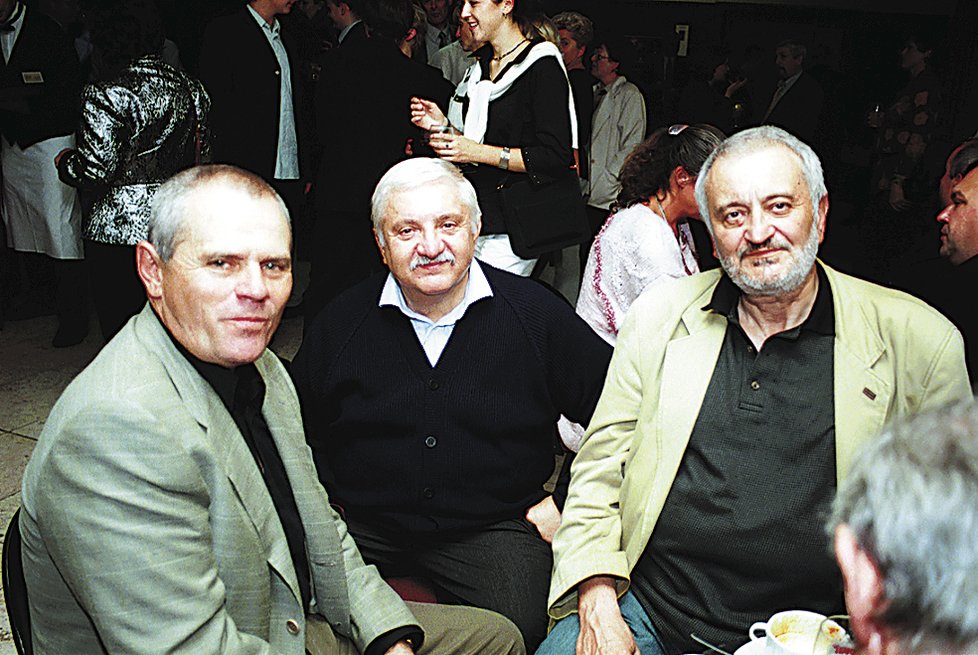 Marián Labuda s Milanem Kňažkem a Milanem Lasicou