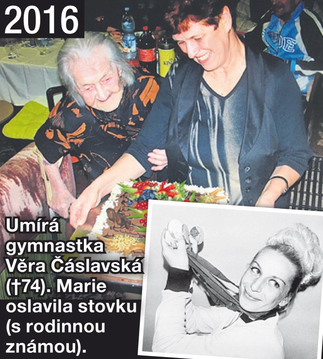 Umírá gymnastka Věra Čáslavská (†74). Marie oslavila stovku (s rodinnou známou).