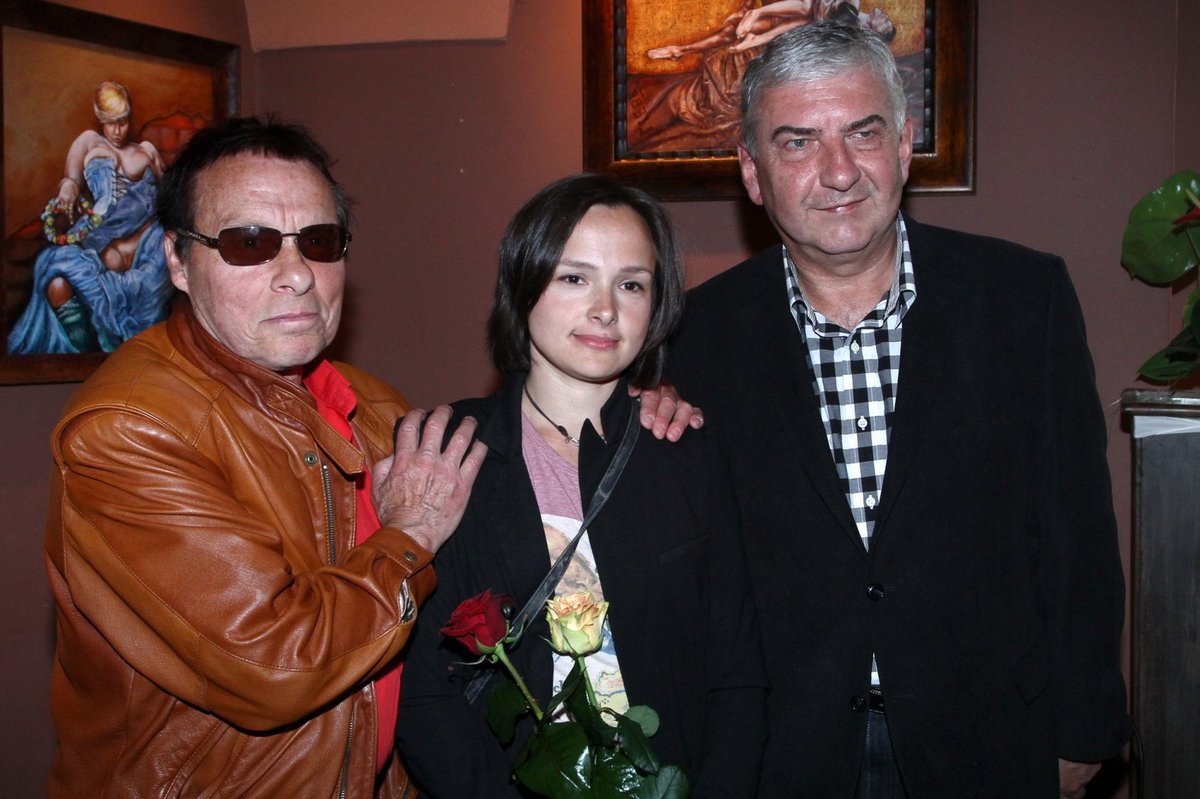 Marie Saudková (dcera) s Janem Saudkem a Miroslavem Donutilem