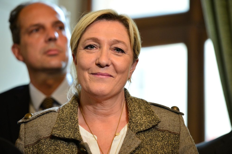 Marine Le Penová v Praze, 2015.