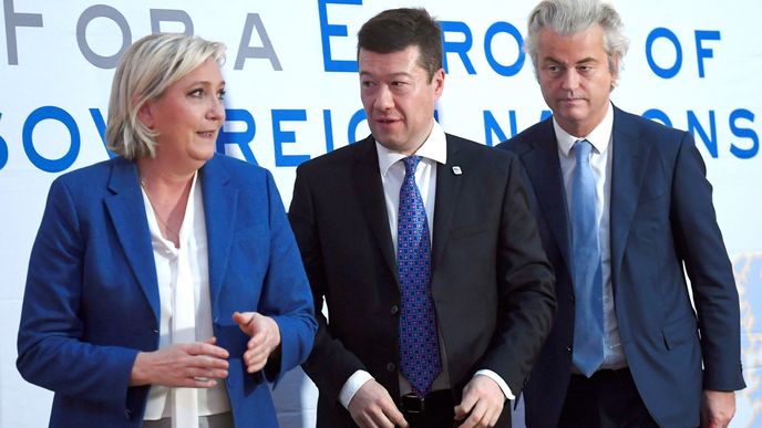 Marine Le Penová, Tomio Okamura, Geert Wilders