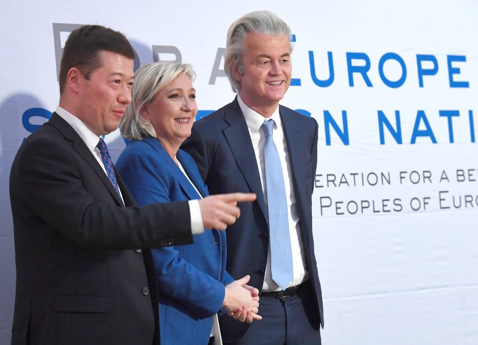 Marine Le Penová (Národní fronta), Tomio Okamura (SPD), Geert Wilders (Strana pro svobodu)