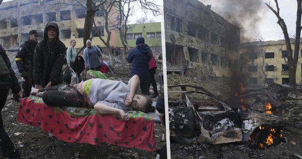 Rusové hájí svržení bomby na porodnici: Tři mrtví, včetně dítěte, zraněna i rodící žena