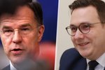 Nizozemský premiér Mark Rutte a ministr zahraničí Jan Lipavský (Piráti)