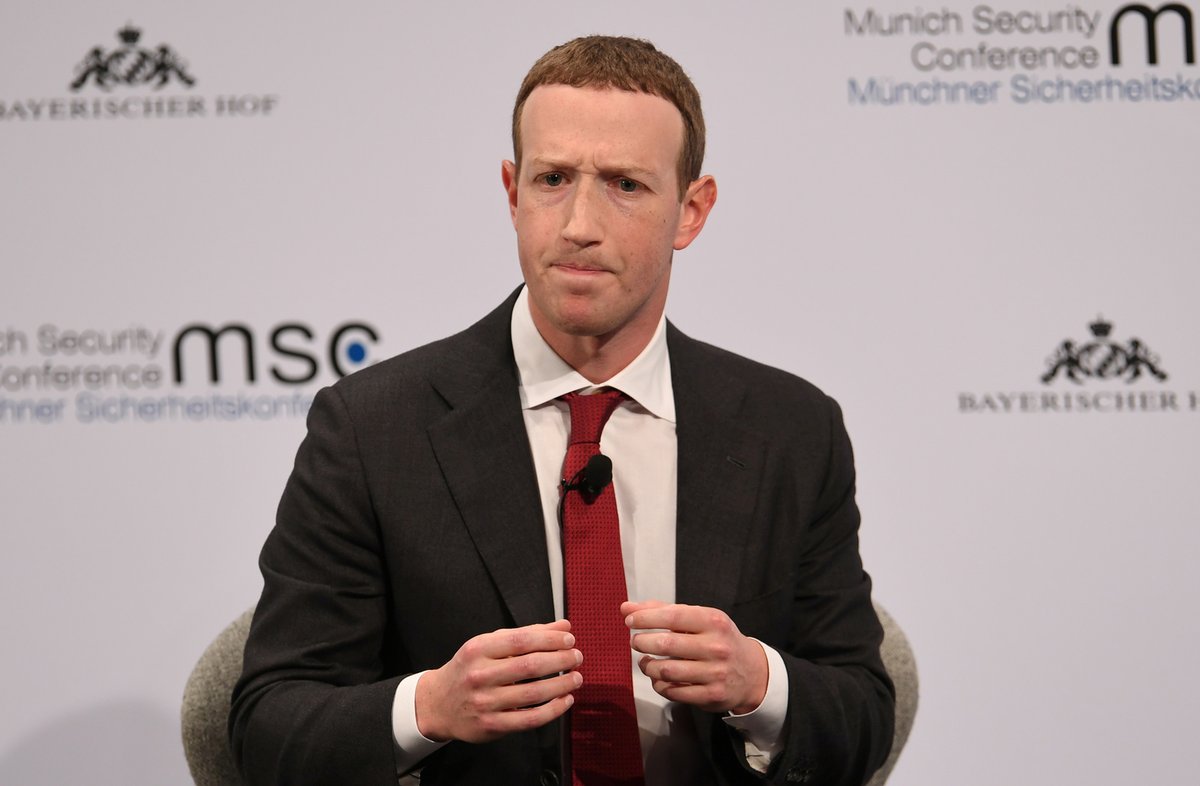 Mark Zuckerberg na bezpečnostní konferenci v Mnichově 15. února 2020