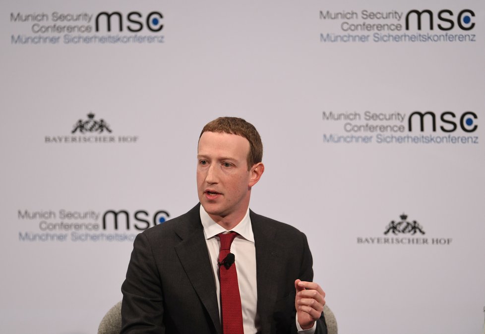 Mark Zuckerberg na bezpečnostní konferenci v Mnichově 15. února 2020