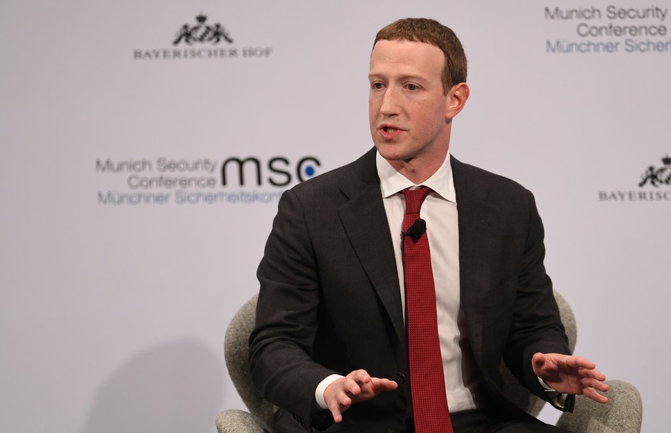 Mark Zuckerberg na bezpečnostní konferenci v Mnichově 15. února 2020.