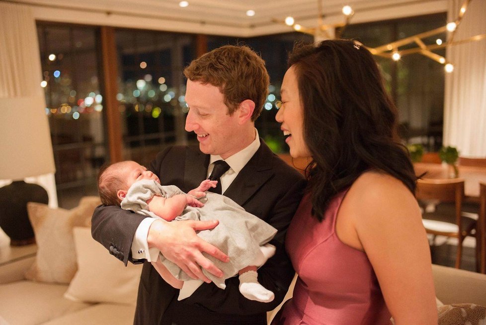 Mark Zuckerberg s ženou a první dcerou Maxim