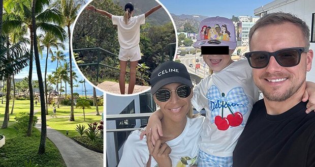 Markéta Konvičková s rodinou na Havaji