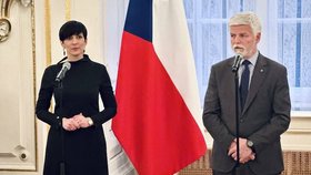 Markéta Pekarová Adamová a prezident Petr Pavel před šéfy evropských parlamentů (25.4.2023)