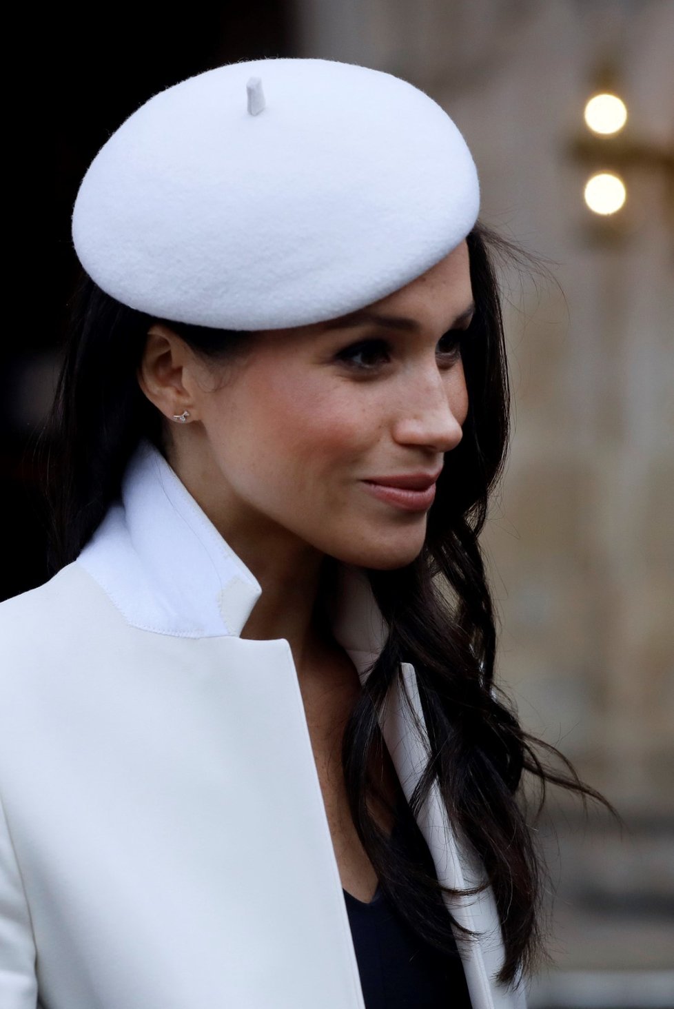 Meghan Markle na mši ve Westminsterském opatství.