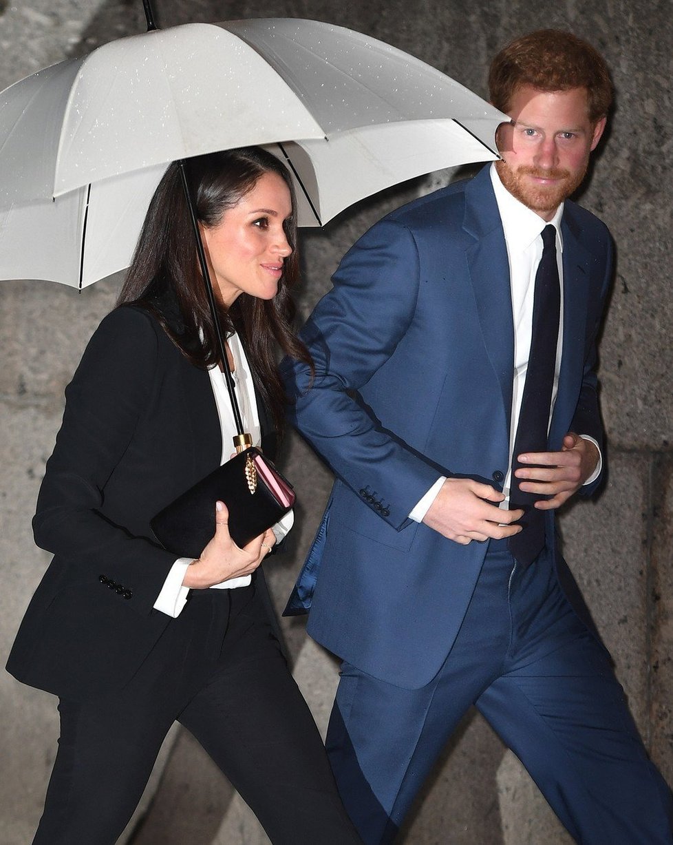 Meghan Markle a princ Harry ve společnosti.