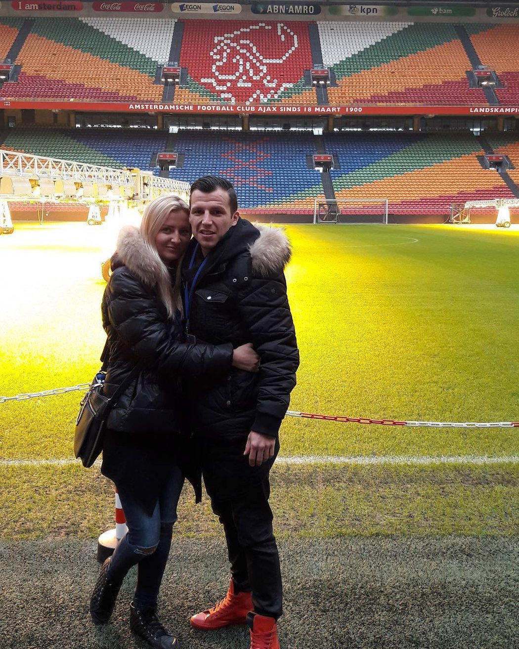 Fotbalista Martin Dostál na obhlídce stadionu Ajaxu