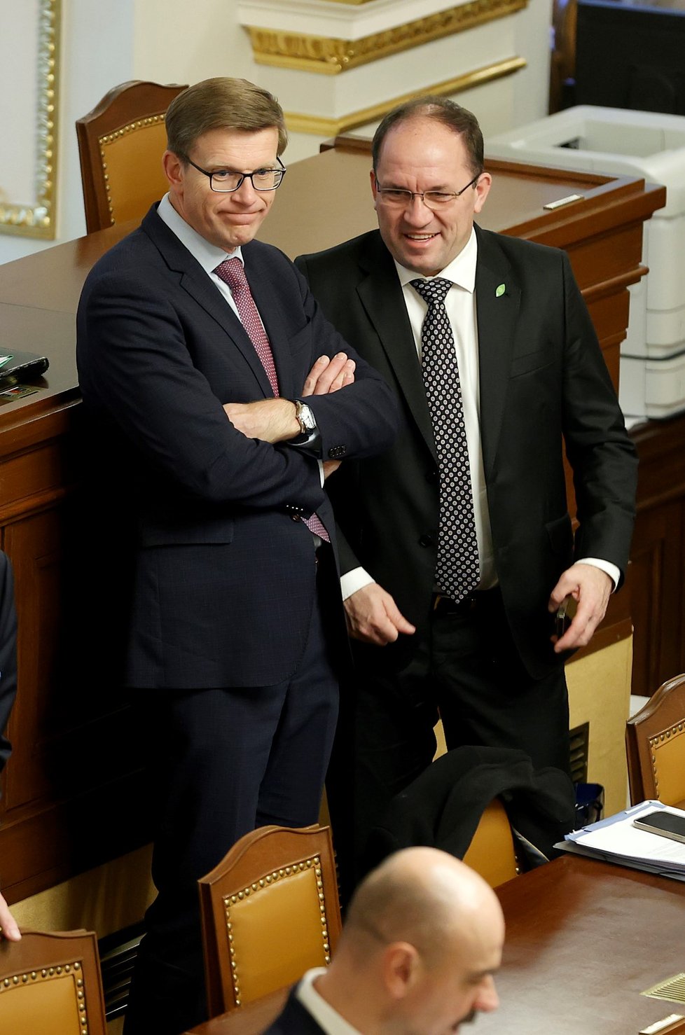 Ministr dopravy Martin Kupka (ODS) s vládním kolegou Markem Výborným (KDU-ČSL)