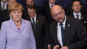 Šéf europarlamentu Martin Schulz s německou kancléřkou Angelou Merkelovou