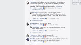 Reakce lidí na Facebooku na maskáče ve Sněmovně