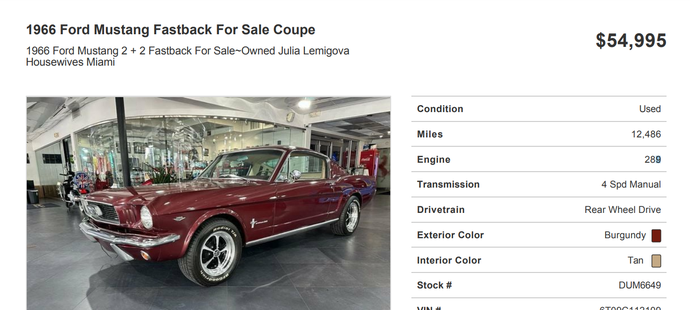 Manželka Martiny Navrátilové prodává svůj Ford Mustang 2+2 Fastback z roku 1966 za 1,25 milionu korun!