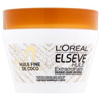 Maska Huile Fine de Coco, L&#39;Oréal Paris Elseve; 149 Kč (300 ml). Koupíte v síti drogérií.